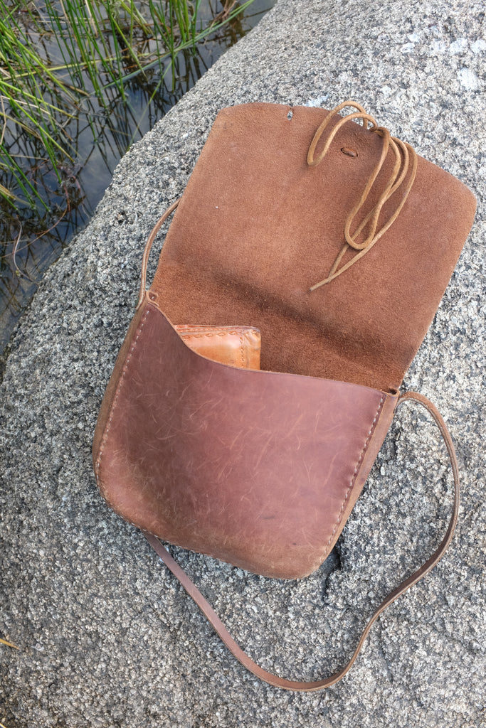 Leanna's vintage leather hippie bag