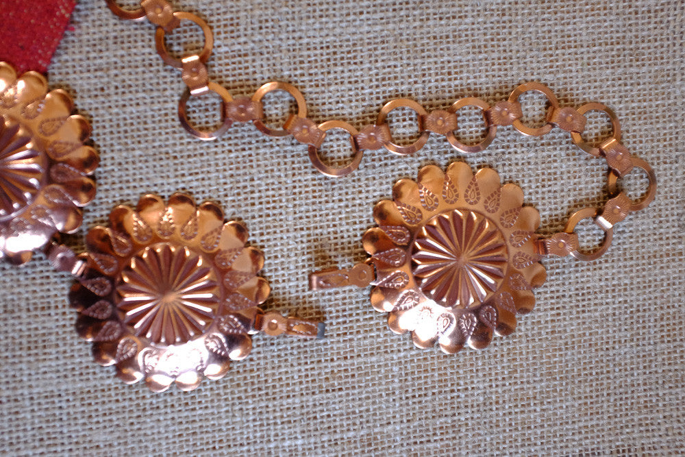 Copper Plated Concho Belt Detail