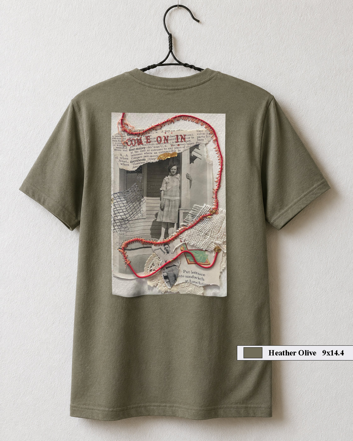Come On In art collage t-shirt