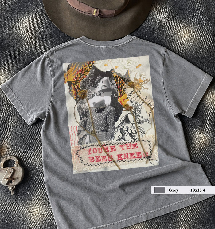 Bee's Knees collage art t-shirt