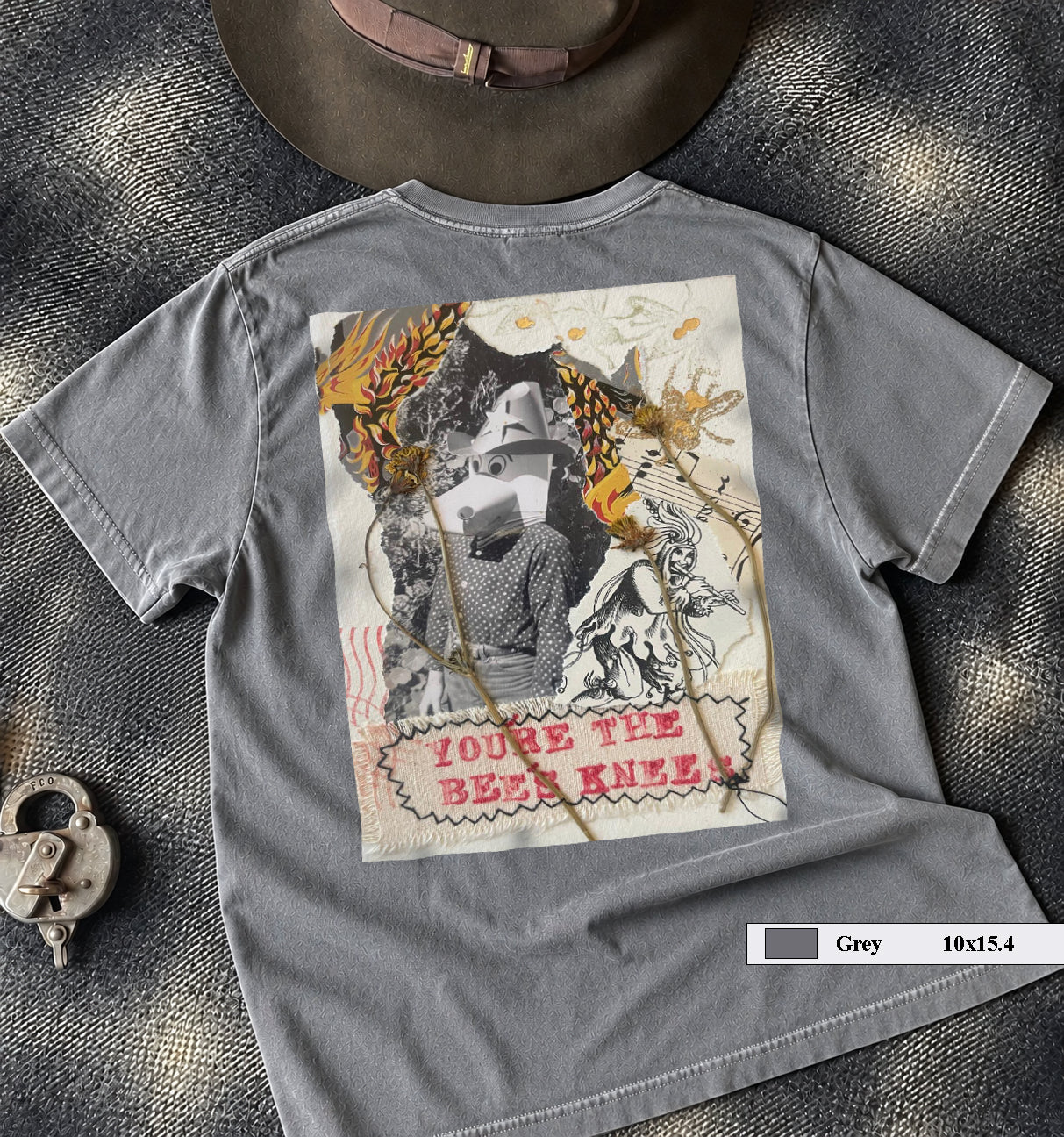 Bee's Knees collage art t-shirt