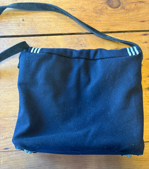 Back view of a handmade vintage US Navy uniform bag