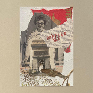 Close up of collage art titled 'Doppler Me'