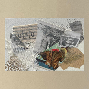 Close up of collage art titled 'Oh My Goodness'