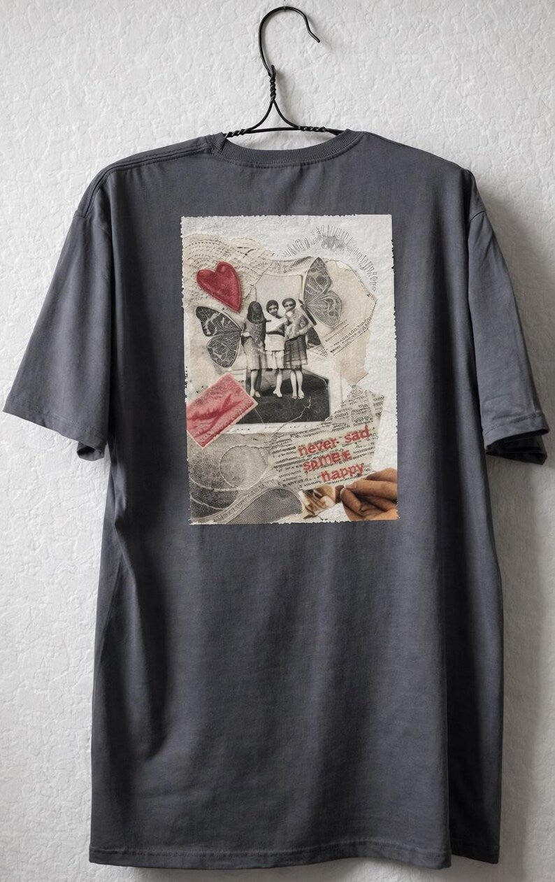 Collage art t-shirt with image on back  titled 'Come and Get Me Sassy'