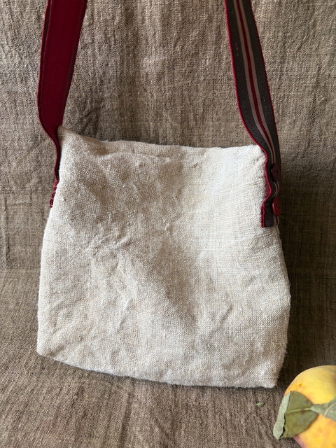 interior stitching of french linen petite bag