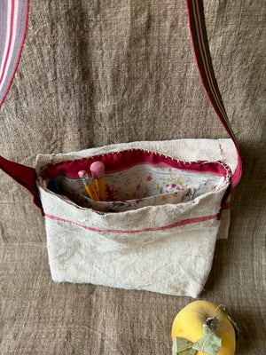  interior pocket of french linen petite bag