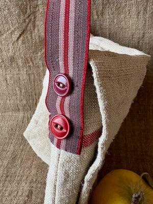 detail strap of french linen petite bag