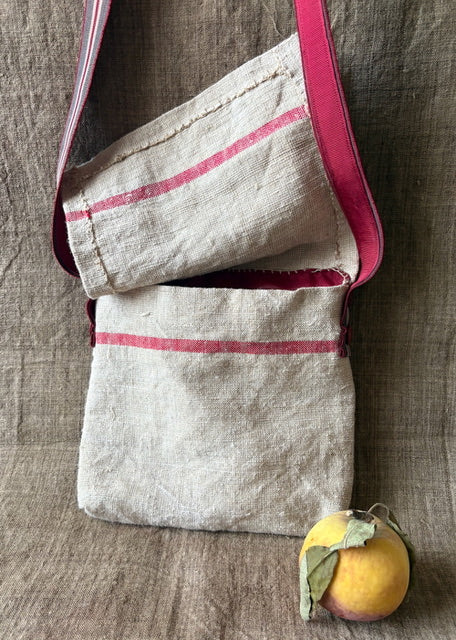 interior stitching of french linen petite bag
