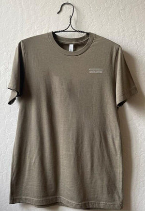 Front of collage art t-shirt with tagline on front: 'Monumental Liberation'