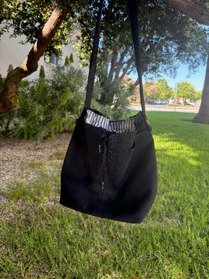 Hanging US navy vintage pants bag with lacing