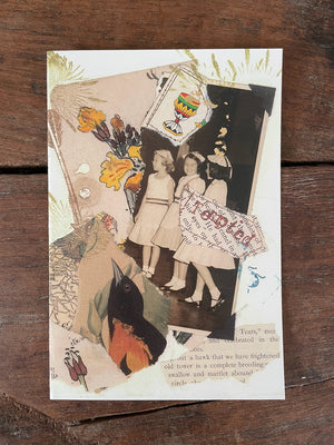 one of a kind collage card with vintage photo front