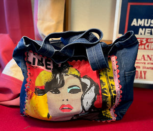 Marilyn Monroe denim tote handmade front