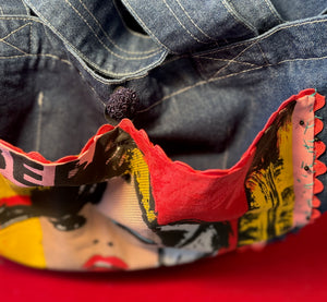 Marilyn Monroe denim tote handmade outside pockets