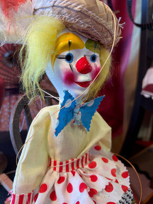 Mexican clown marionette with polka dot skirt
