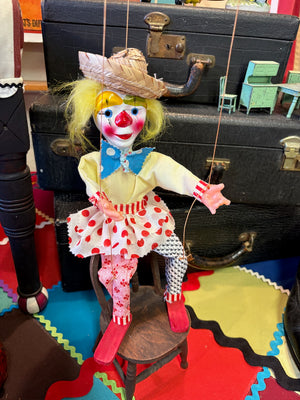 Mexican clown marionette showing strings