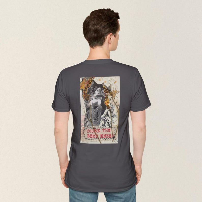 Collage art t-shirt with image on back  titled 'Bee's Knees'