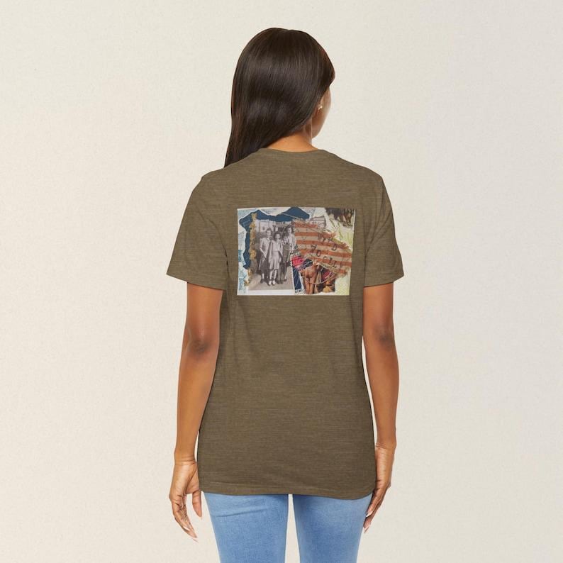 Collage art t-shirt with image on back  titled 'Wild & Wolly'
