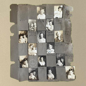 Detail of vintage photo album page  art