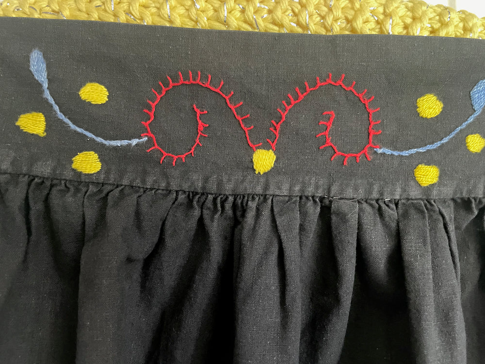 vintage embroidered apron with hearts