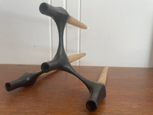 Back view of Mid century modern candlestick with iron finish