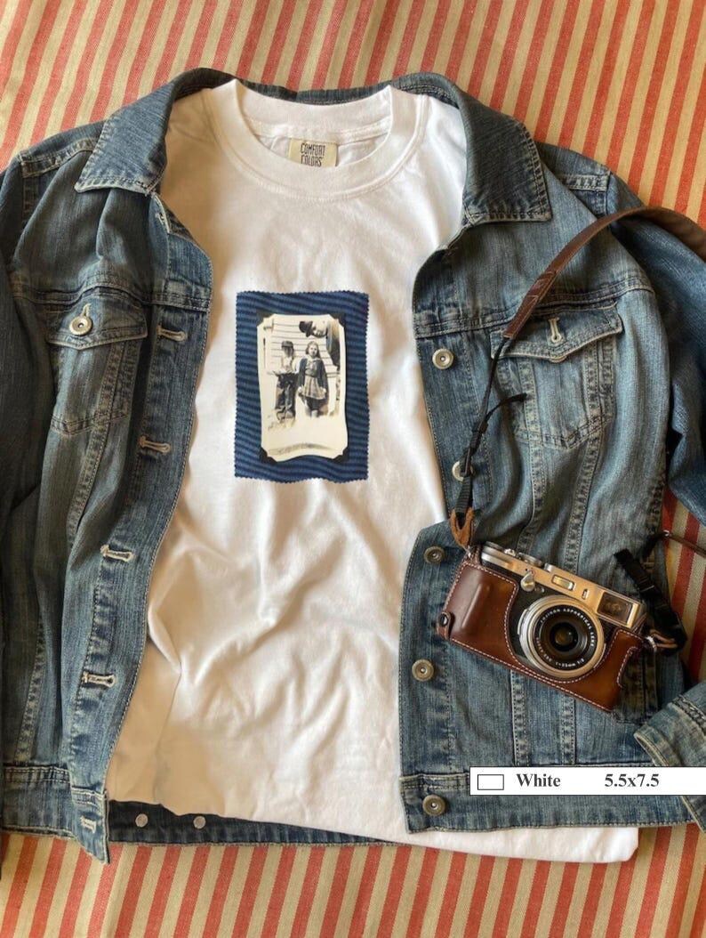 t-shirt with vintage photo of kids posing for a photo