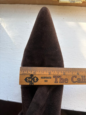 Jenny's brown suede boots