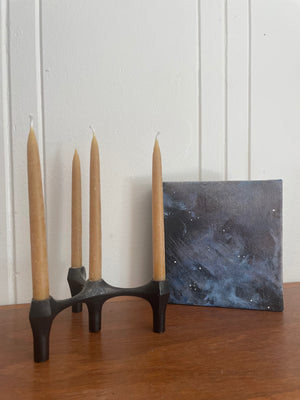 Mid century modern candlestick with iron finish