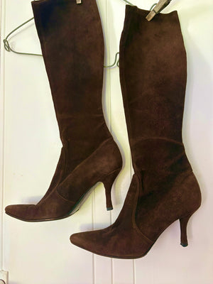 Jenny's brown suede boots