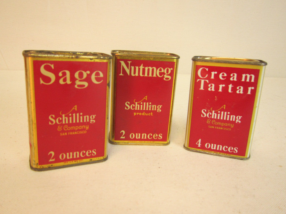 Vintage Schilling spice cans 