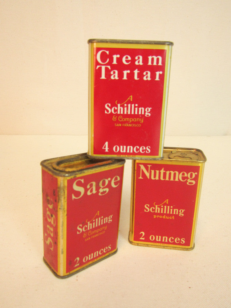 Vintage Schilling spice cans 