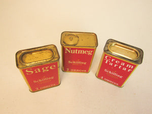 Vintage Schilling spice cans 