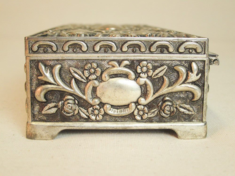 Antique silver plated stash box
