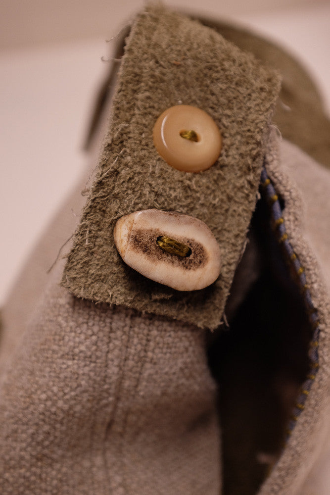 Upcycled linen shoulder bag with natural design