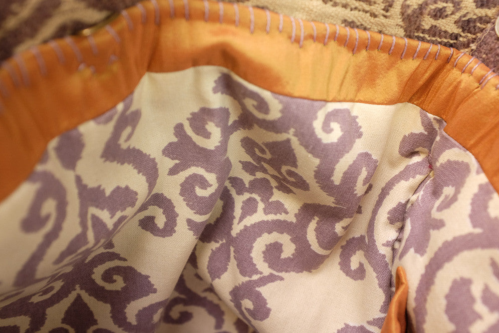 Handmade upcycled tapestry bucket bag