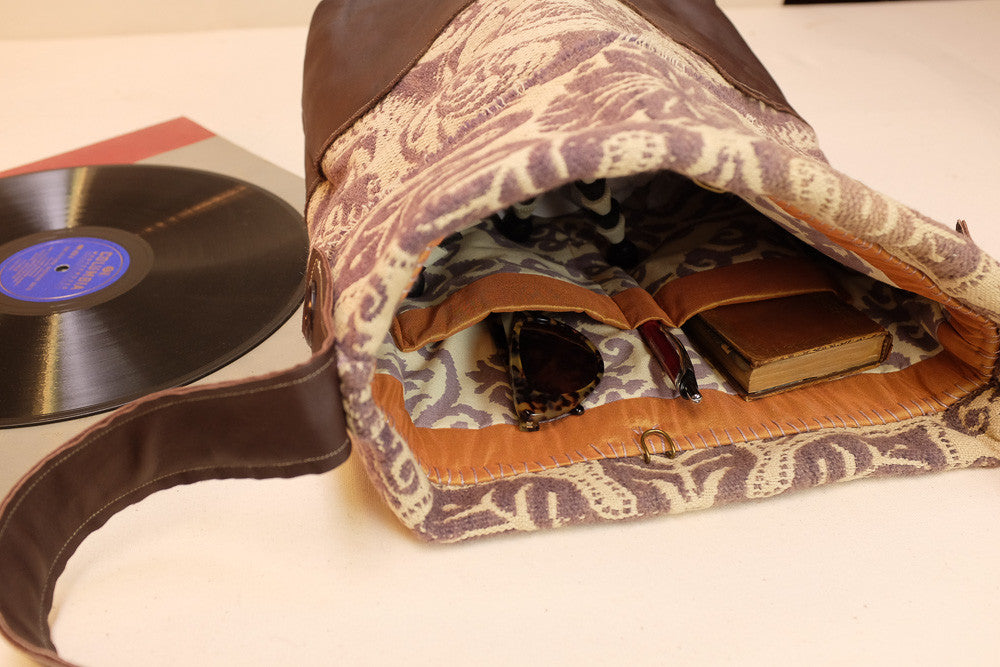 Handmade upcycled tapestry bucket bag
