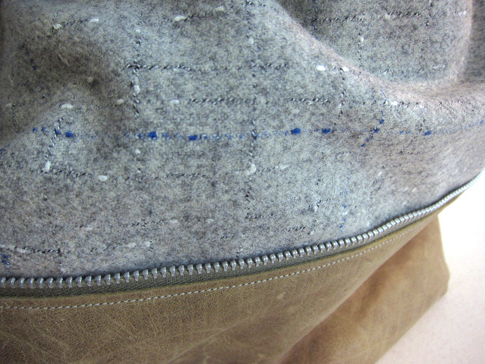 Upcycled wool coat bag with vintage buttons