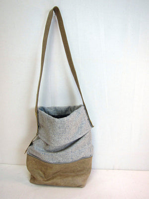 Upcycled wool coat bag with vintage buttons