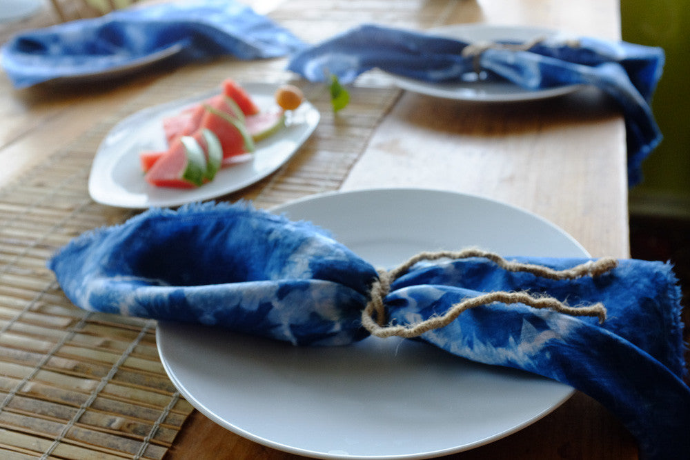Handmade tie-dyed napkins in a bandana style