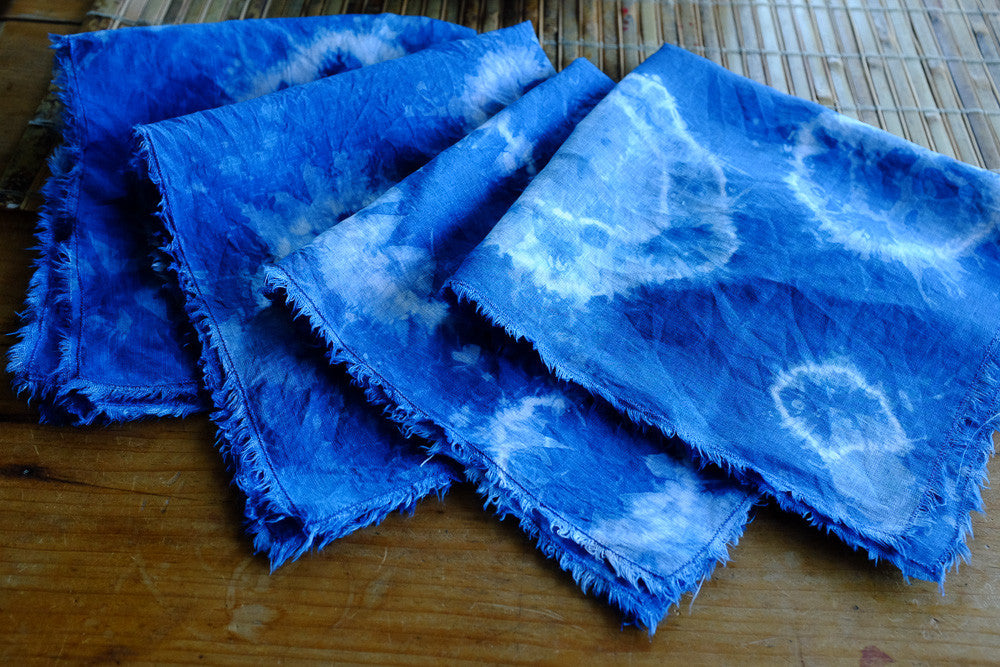 Handmade tie-dyed napkins in a bandana style