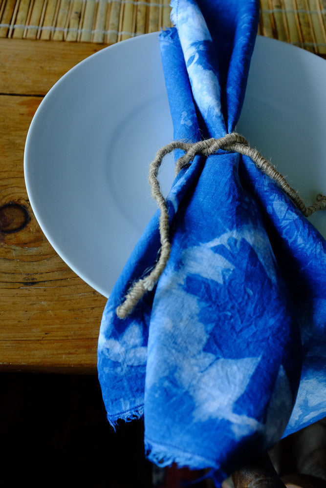 Handmade tie-dyed napkins in a bandana style