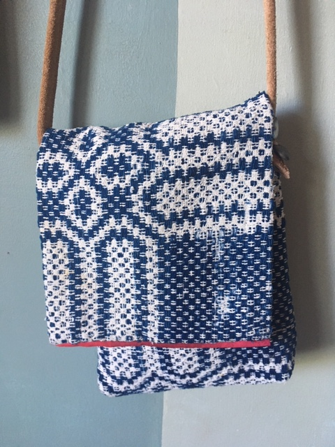 Handmade Nordic mini satchel with repurposed suede strap 