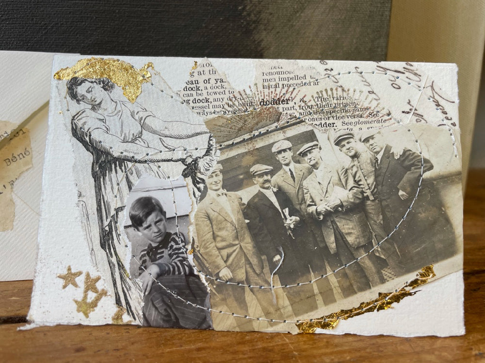 one of a kind collage card with vintage photos front