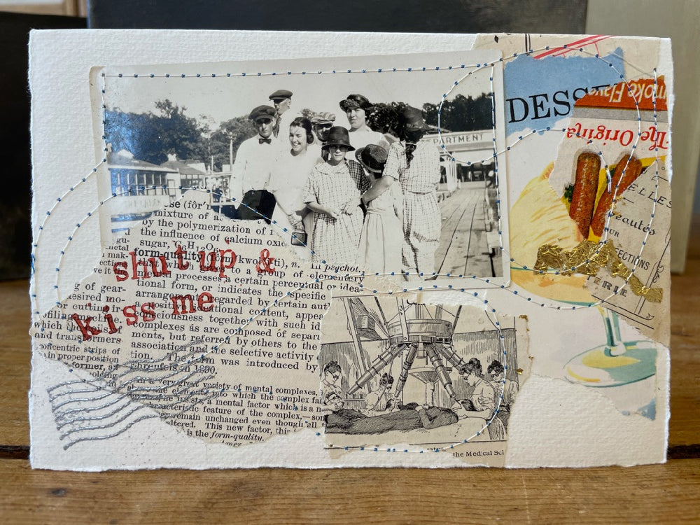 shut up and kiss me, collage art, collage card, collage