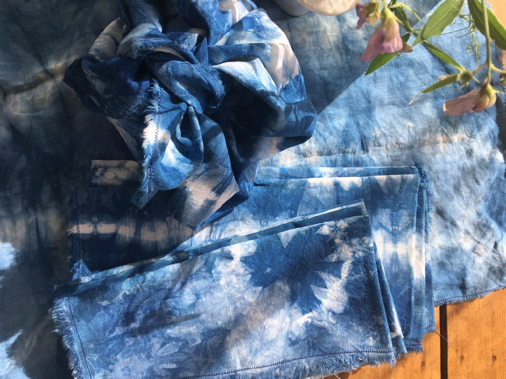 indigo tie-dyed napkins