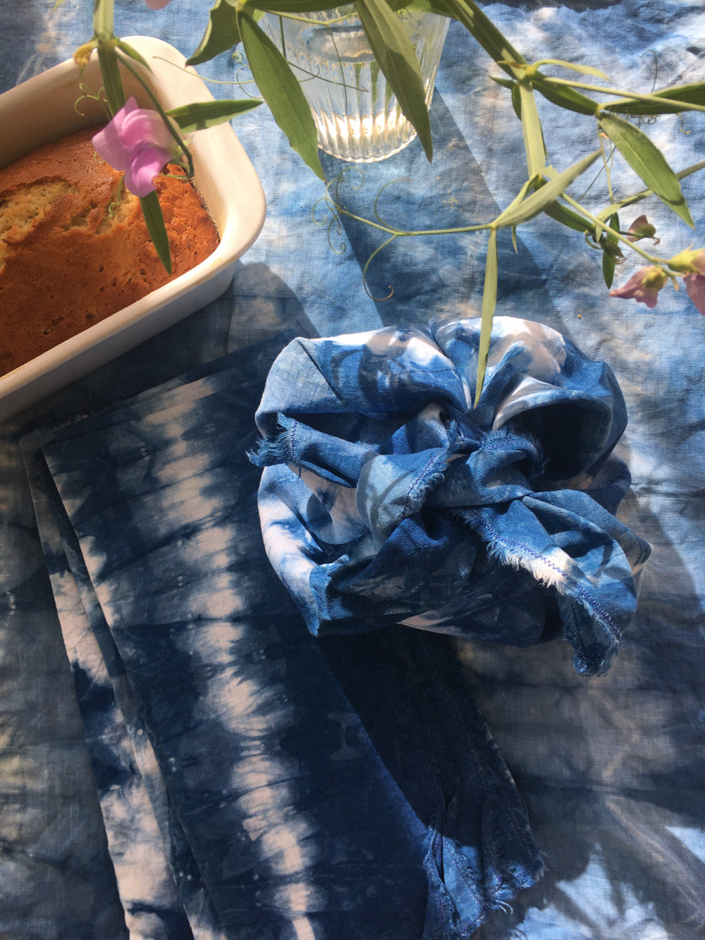 tie-dyed indigo napkins