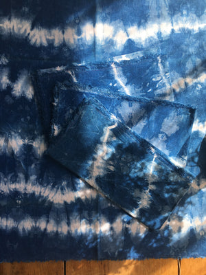 Hand-dyed indigo tie-dyed napkins