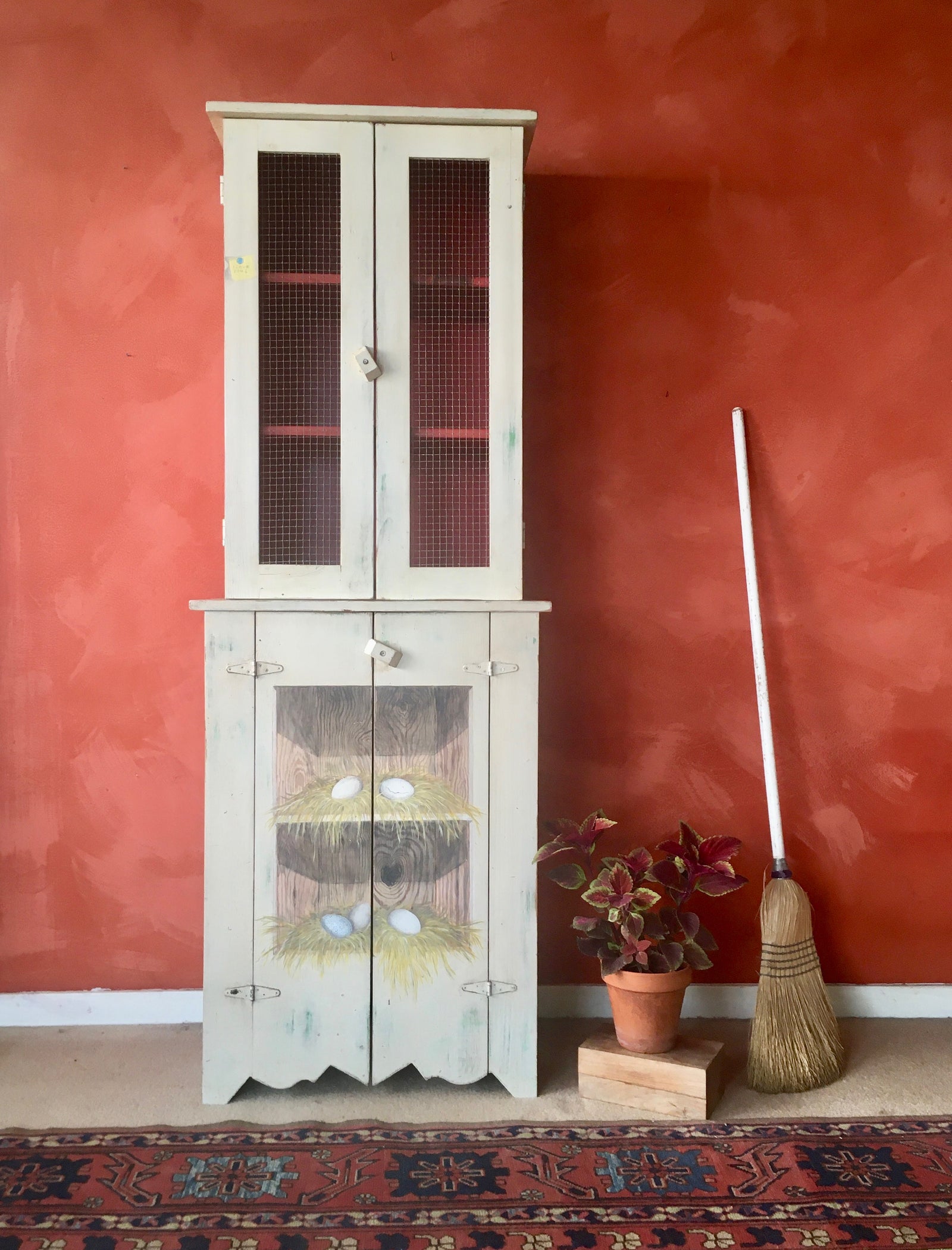  Hand-Painted Egg Cupboard for Country Kitchen Decor