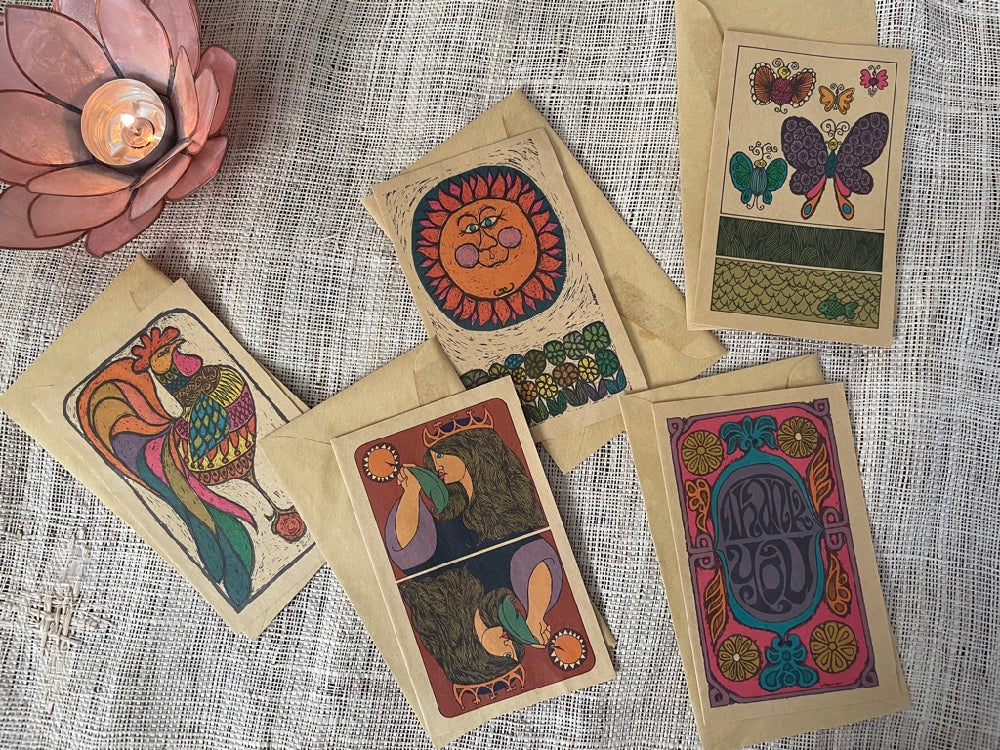  Original 1960s hippie-style greeting cards