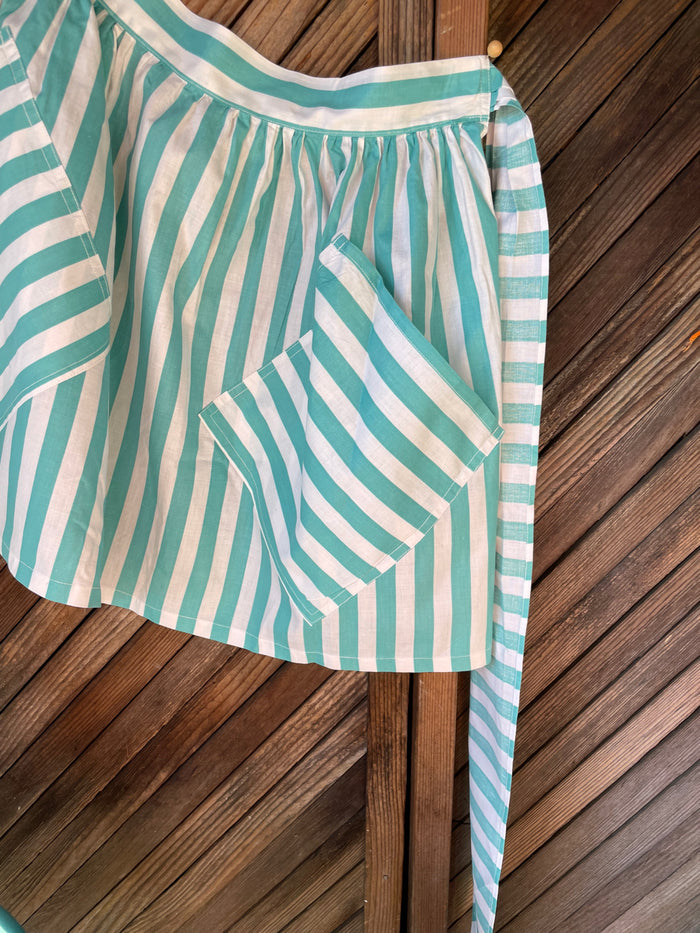 Angie's aqua striped vintage apron